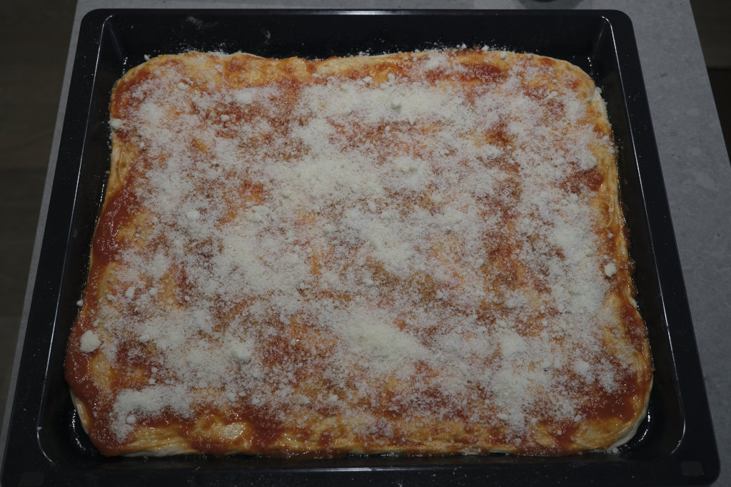 Pecorino cheese authentic Italian PIzza seasoning - definitive Recipe for a modern Grandma Pizza