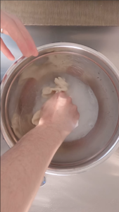 Sourdough discard piadina dough kneading