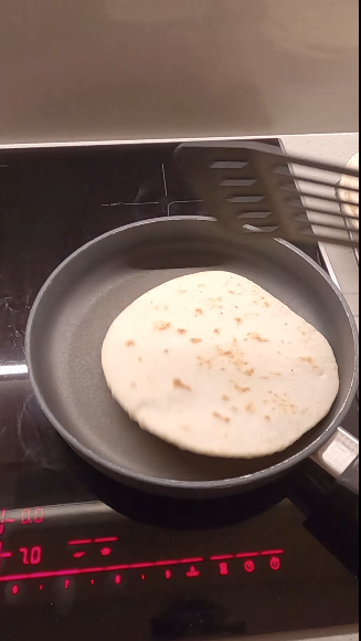 Easy Italian Flatbread Piadina with Sourdough Discard - cooking both sides
