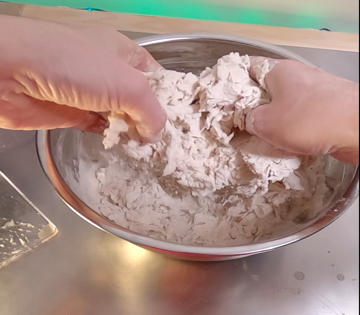 after fork use hands to mix ingredients