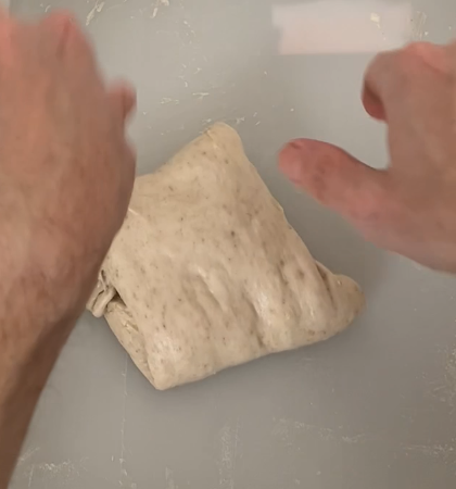 3) Do slap&fold to revitalize the dough (best leftover pizza dough ideas)