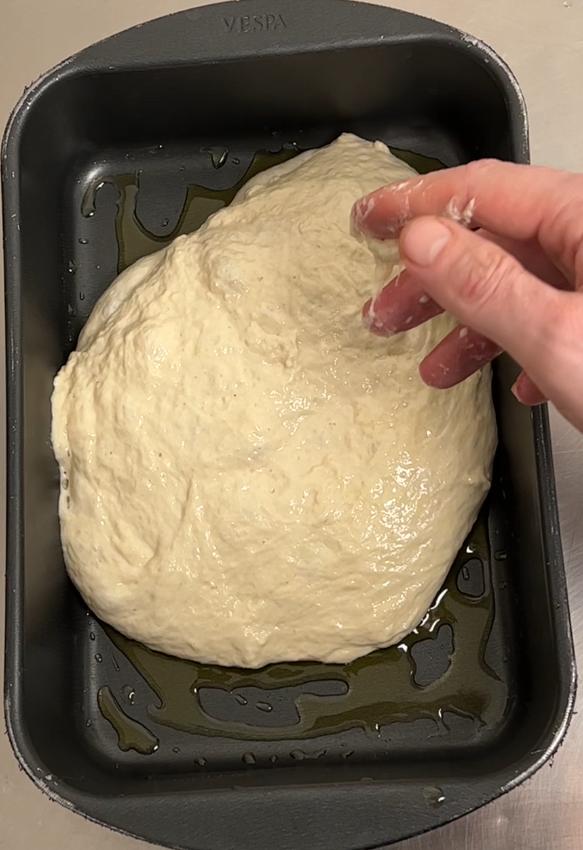 This is the dough after you moved it in the pan