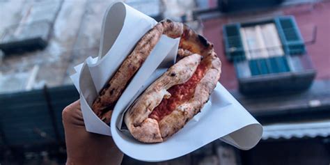 Neapolitan pizza dough folded in a "Wallet pizza"